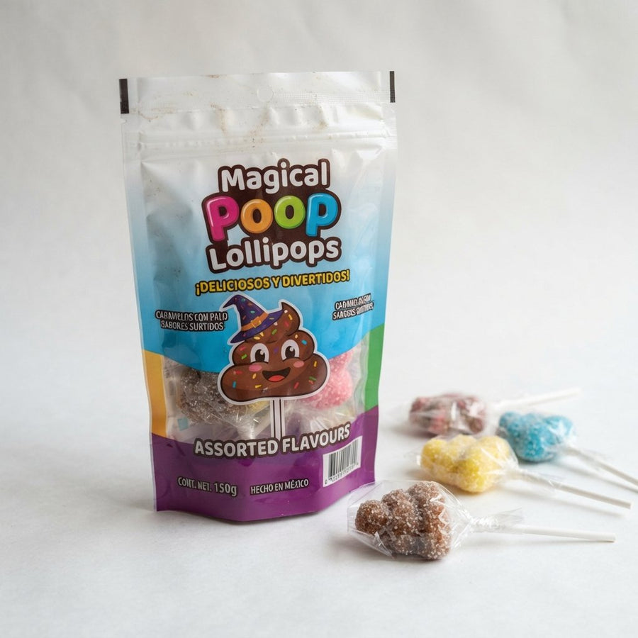 Magical Poop Lollipops - Assorted — front of pack at Exotic Snaxx Chicago