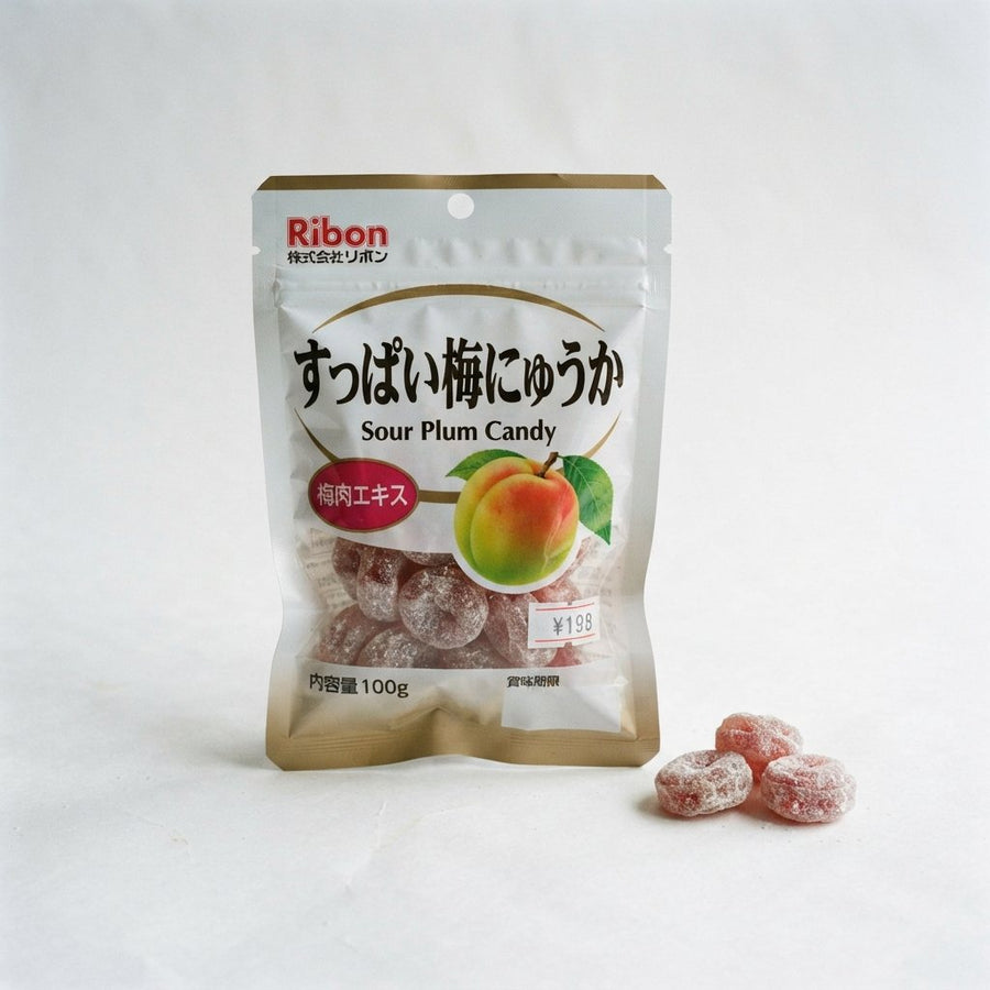 Ribon Sour Plum Candy(Japan) — front of pack at Exotic Snaxx Chicago