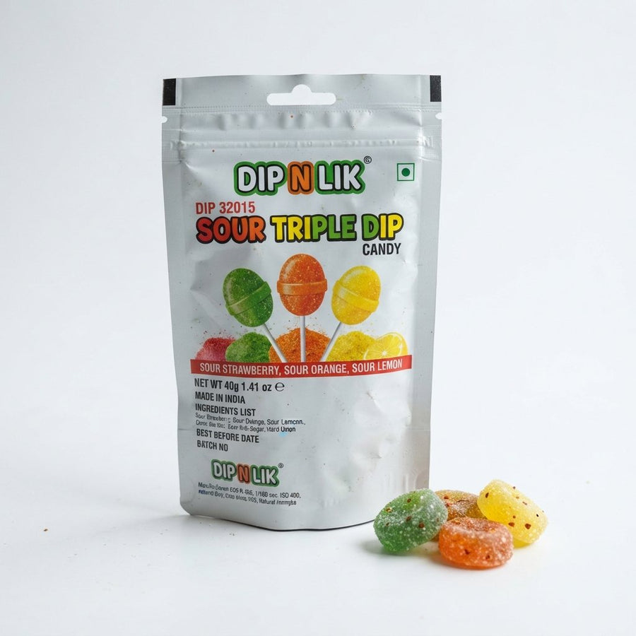 Dip 32015 Dip N Lik Sour Triple Dip Candy — front of pack at Exotic Snaxx Chicago