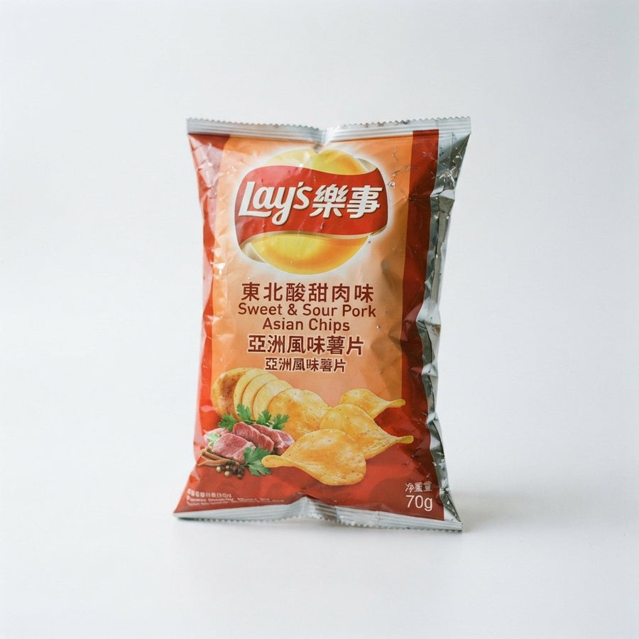 Lay ' S Northeastern Sweet & Sour Pork Asian Chips 70g — front of pack at Exotic Snaxx Chicago