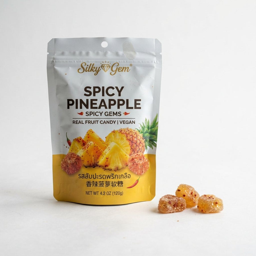 Silky Gem Spicy Pineapple Viral Tiktok — front of pack at Exotic Snaxx Chicago