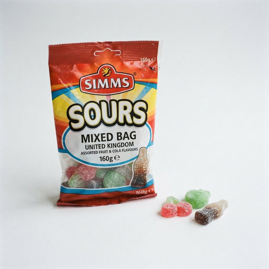 SIMMS SOURS MIXED BAG UNITED KINGDOM — front of pack at Exotic Snaxx Chicago