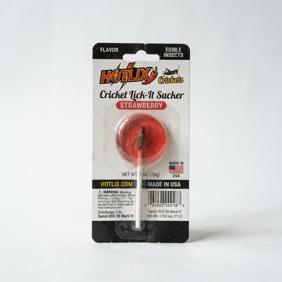 HotLIX® Cricket Lick-It Sucker Srawberry — front of pack at Exotic Snaxx Chicago