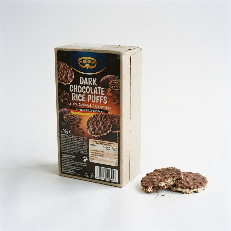 Dark Chocolate & Rice Puffs Made in Germany — front of pack at Exotic Snaxx Chicago
