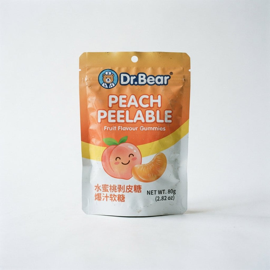 Dr.Bear Peach Peelable — front of pack at Exotic Snaxx Chicago
