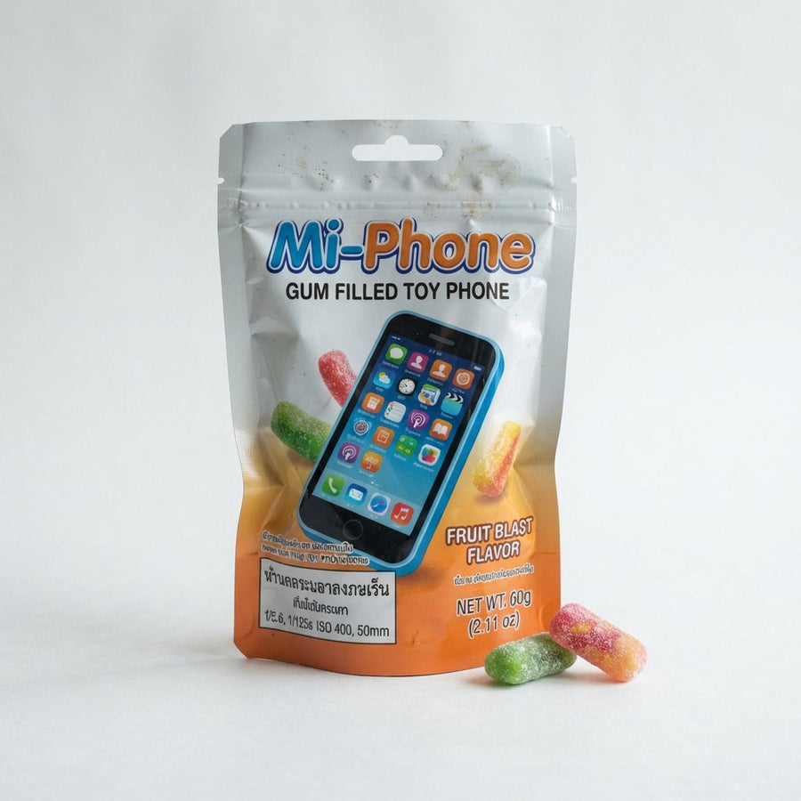 Mi-Phone Gum Filled Toy Phone — front of pack at Exotic Snaxx Chicago