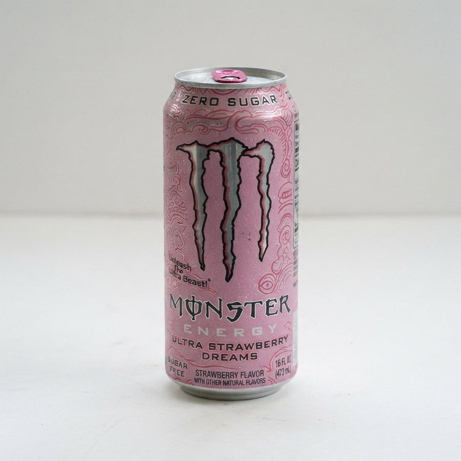 Monster Energy 16 oz Ultra Strawberry Zero Sugar Energy Drink — front of pack at Exotic Snaxx Chicago