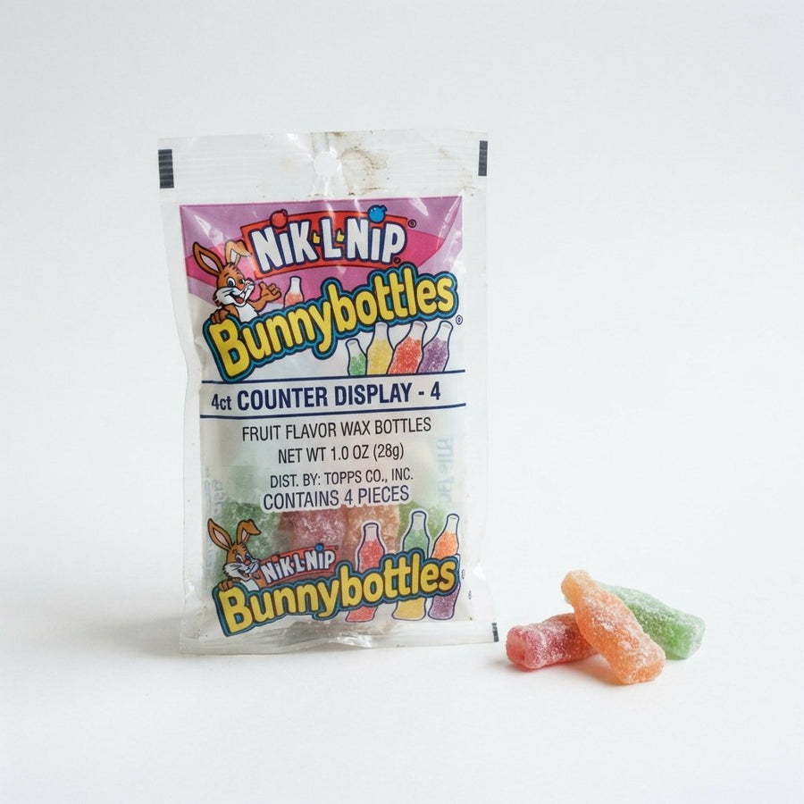 Nik-L-Nip Bunnybottles in Counter Display - 4 — front of pack at Exotic Snaxx Chicago