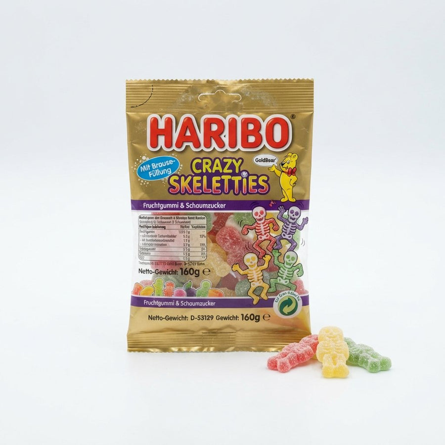 Haribo Crazy Skeletties Gummi Candy — front of pack at Exotic Snaxx Chicago