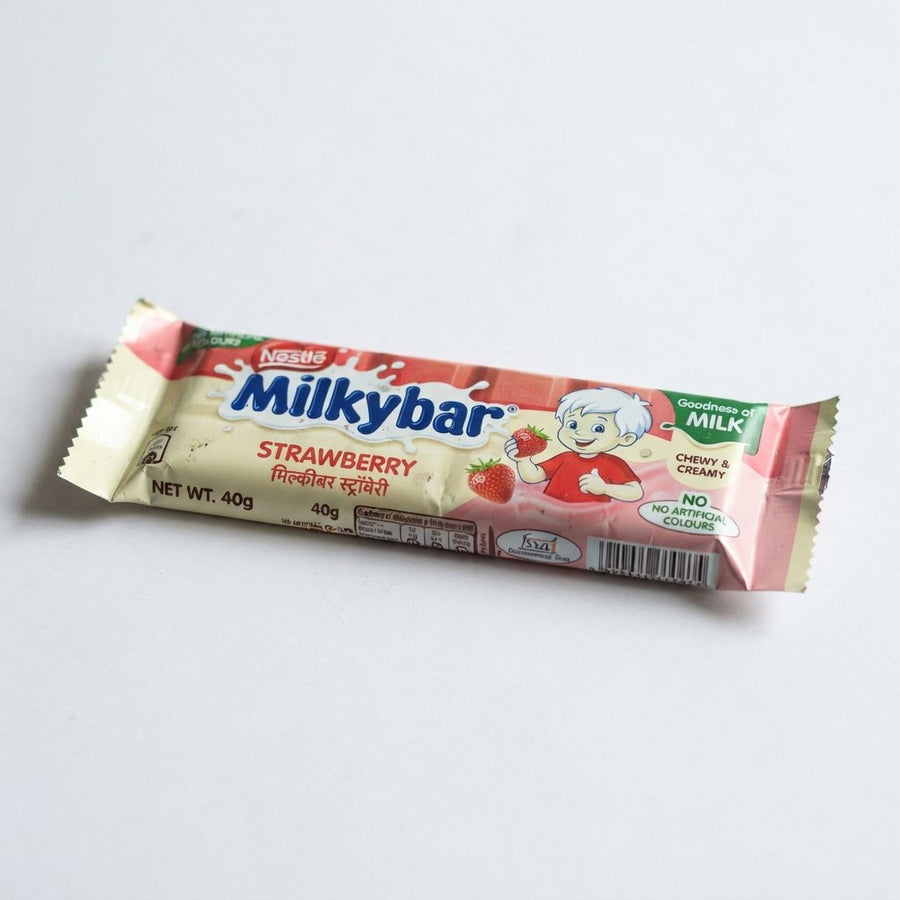 Milky Bar Strawberry (India) — front of pack at Exotic Snaxx Chicago