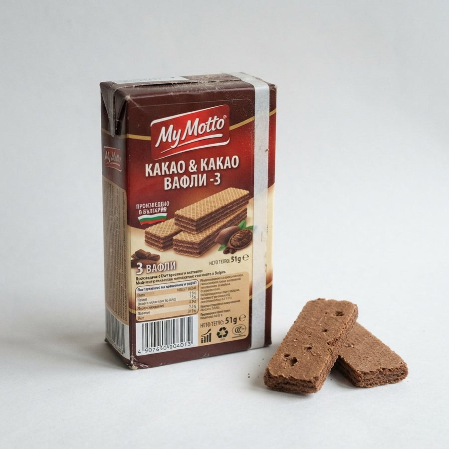 My Motto Cocoa & Cocoa Wafers -3 ( Bulgaria) — front of pack at Exotic Snaxx Chicago