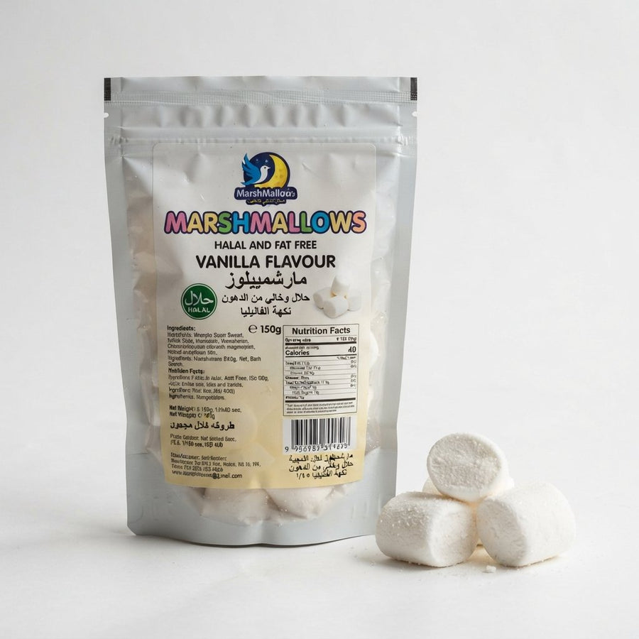 Marshmallows Halal and Fat Free — front of pack at Exotic Snaxx Chicago
