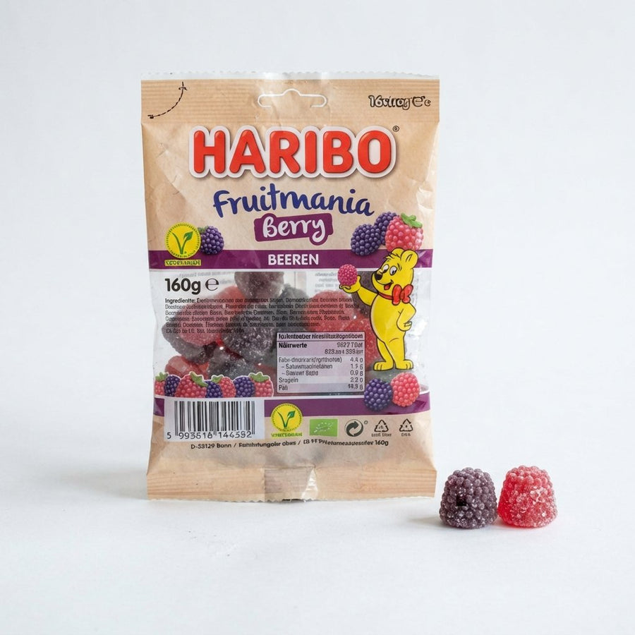 Haribo Fruitmania Berry (Germany) 160g — front of pack at Exotic Snaxx Chicago