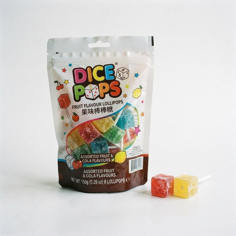 Dice Pops Lollipop — front of pack at Exotic Snaxx Chicago