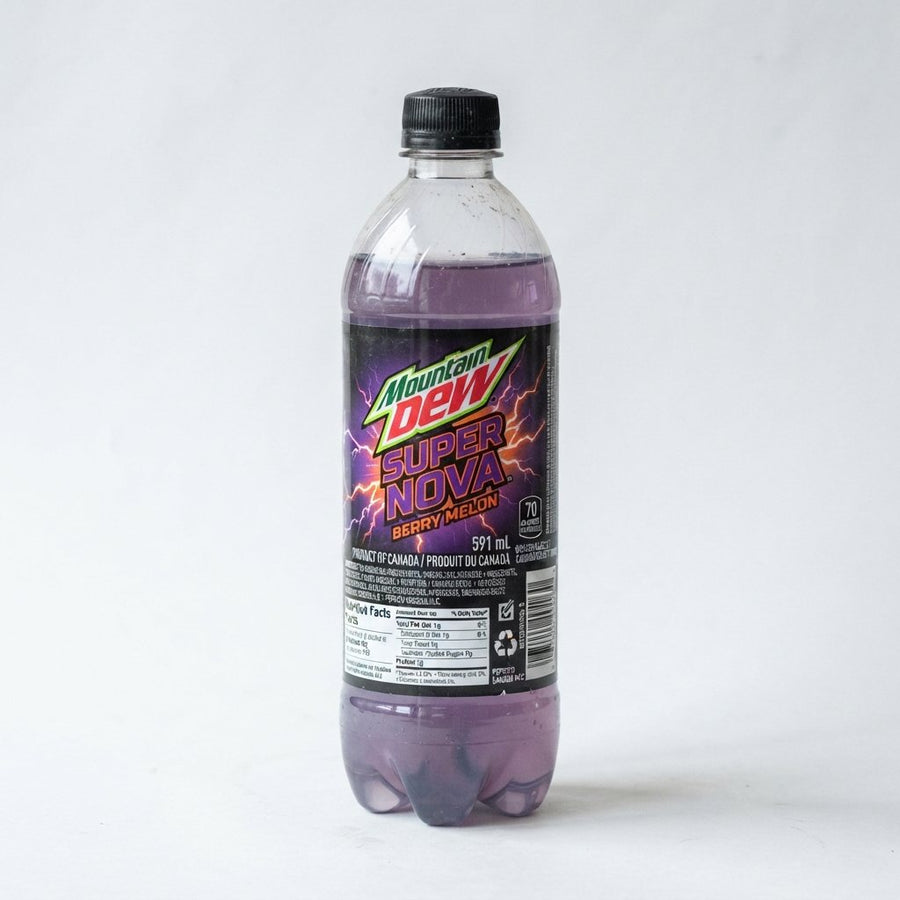Mountain Dew Super Nova Berry Melon Product of Canada — front of pack at Exotic Snaxx Chicago