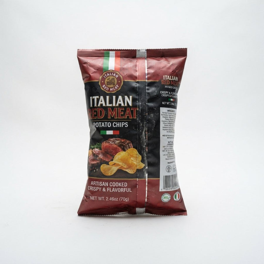 Italian Red Meat Potato Chips 2.46oz — front of pack at Exotic Snaxx Chicago