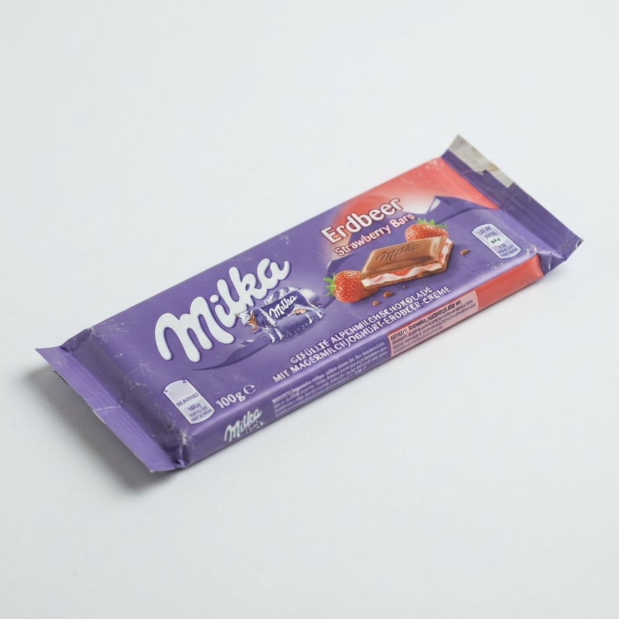 Milka Strawberry Bars( Germany ) — front of pack at Exotic Snaxx Chicago