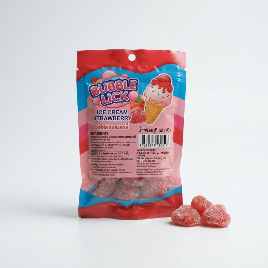 Bubble Lick Ice Cream Strawberry — front of pack at Exotic Snaxx Chicago