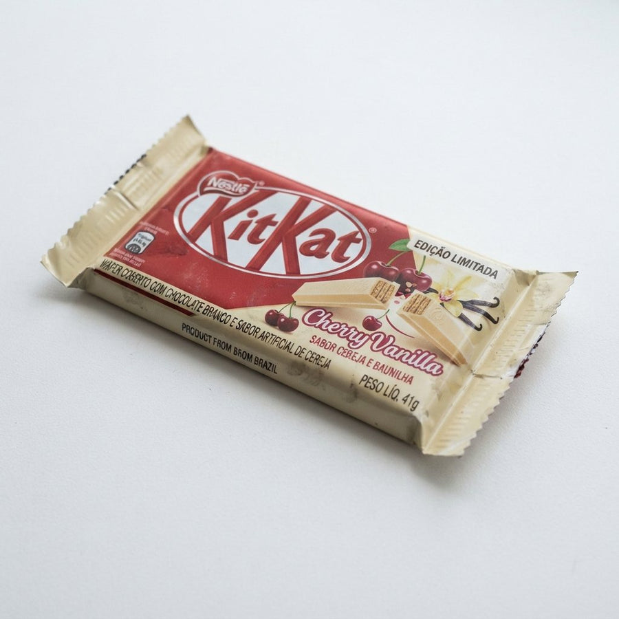 Kit Kat Cherry Vanilla Product From Brazil — front of pack at Exotic Snaxx Chicago