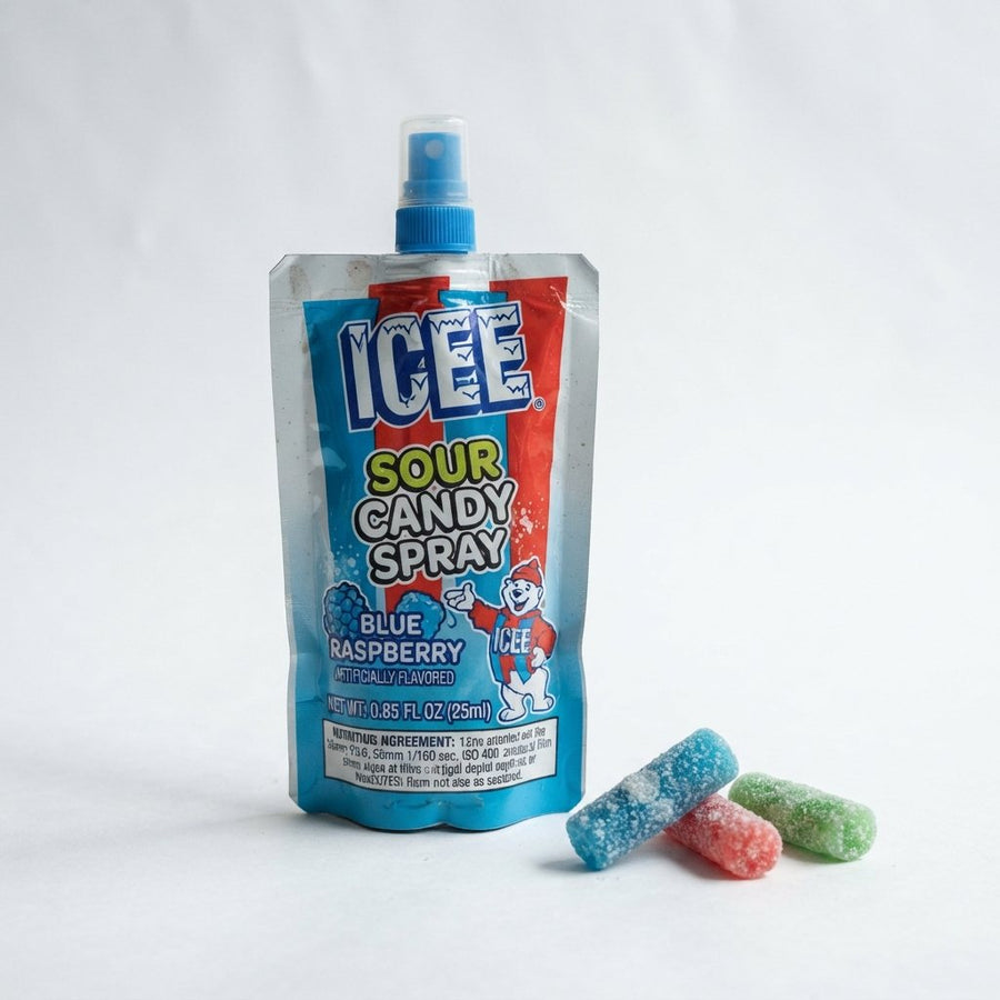 Icee Sour Candy Spray — front of pack at Exotic Snaxx Chicago