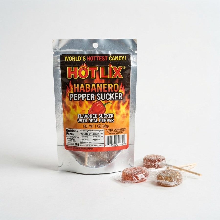 Hot Lix Habanero Pepper Sucker — front of pack at Exotic Snaxx Chicago