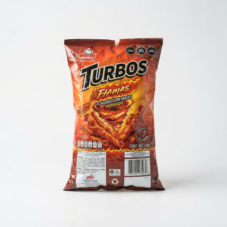 Turbos Flamas Flavored Corn Snacks — front of pack at Exotic Snaxx Chicago
