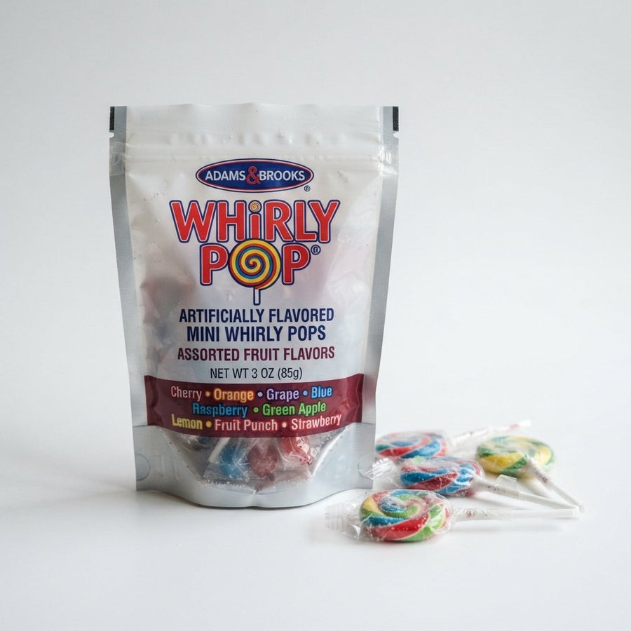Adams & Brooks Whirly Pop Candy — front of pack at Exotic Snaxx Chicago