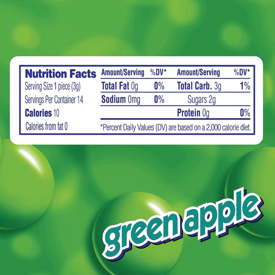 Mentos Chewy Mint Candy Roll, Green Apple — front of pack at Exotic Snaxx Chicago