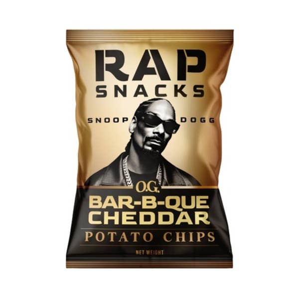 Snoop Dogg OG Bar-B-Que Cheddar Potato Chips (2.5oz) — front of pack at Exotic Snaxx Chicago