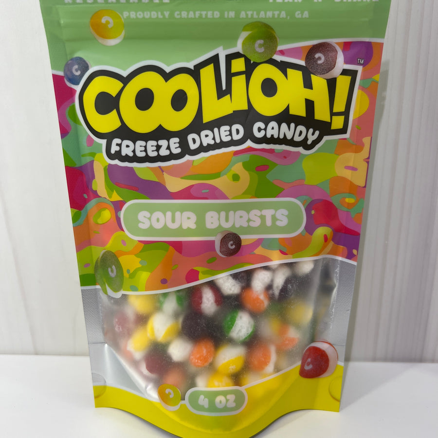 CooliOh! Freeze Dried Candy – Sour Bursts (4oz) — front of pack at Exotic Snaxx Chicago