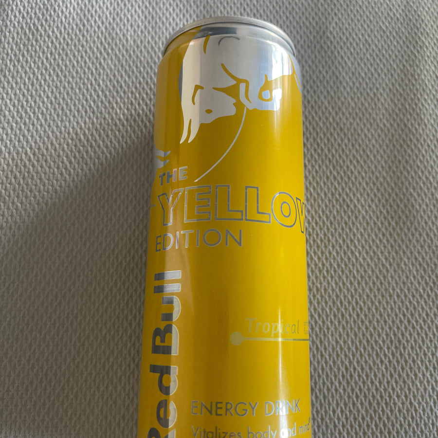 Red Bull Energy Drink Tropical — front of pack at Exotic Snaxx Chicago