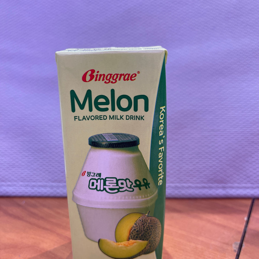 Binggrae Melon Flavored Milk Drink — front of pack at Exotic Snaxx Chicago