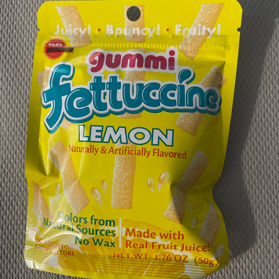 Bourbon Fettuccine Gummi – Lemon (Japan) — front of pack at Exotic Snaxx Chicago