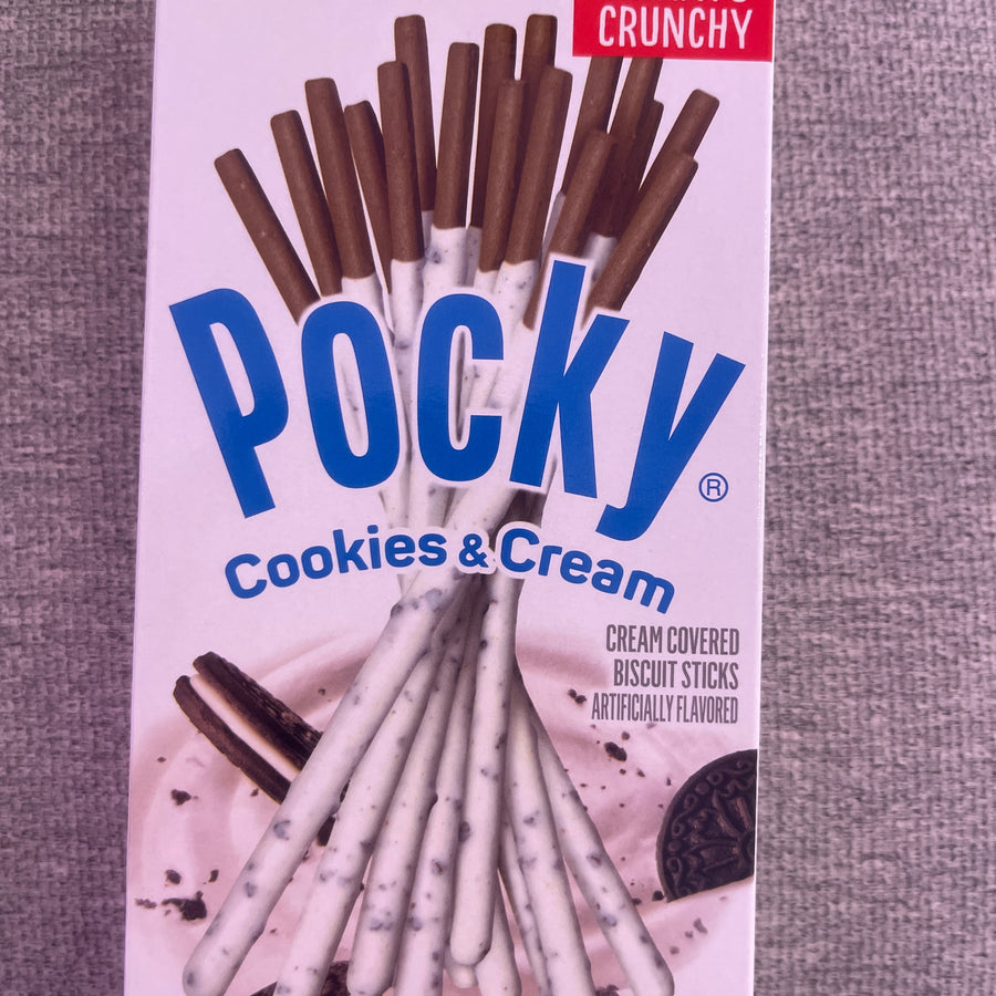 POCKY COOKIES AND CREAM — front of pack at Exotic Snaxx Chicago