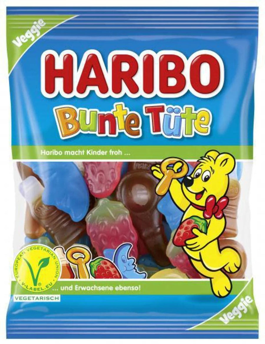 Haribo Veggie Coloured Sachets Germany — front of pack at Exotic Snaxx Chicago