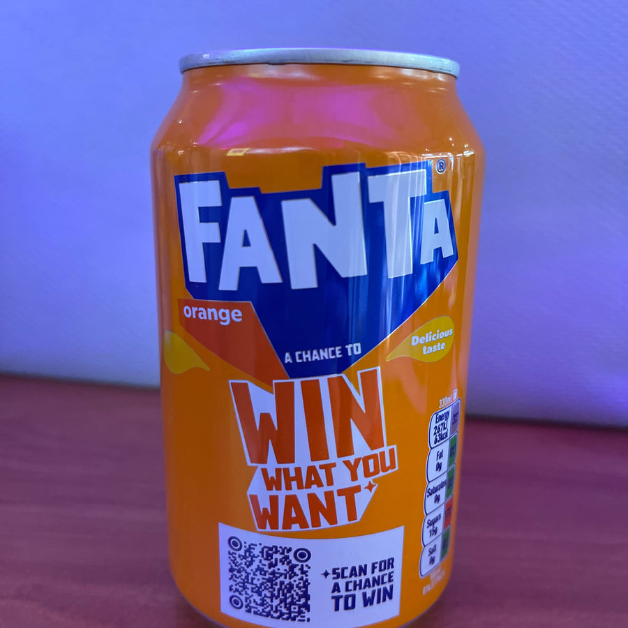 Fanta Orange (Sparkling Orange Fruit Drink) — front of pack at Exotic Snaxx Chicago