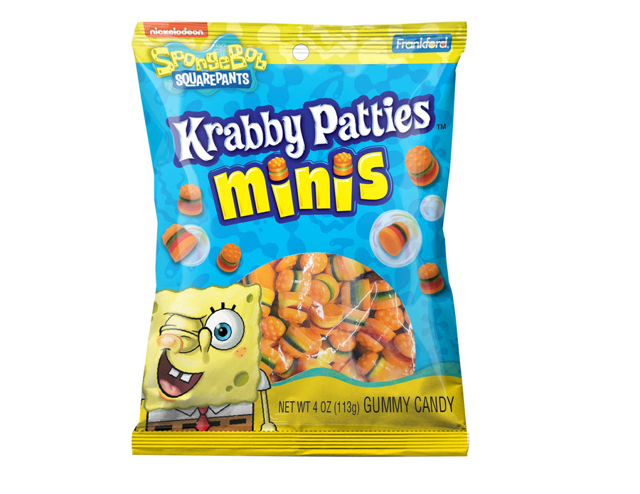 SpongeBob Squarepants Krabby Patties Minis 5oz Peg Bag, 1 — front of pack at Exotic Snaxx Chicago
