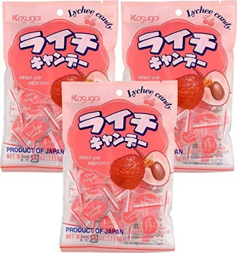 Kasugai Lychee Candy Japan — front of pack at Exotic Snaxx Chicago