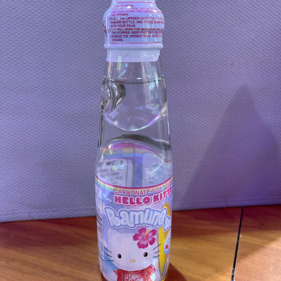 Hello Kitty Ramune Soda – 200 mL (Product of Japan) — front of pack at Exotic Snaxx Chicago