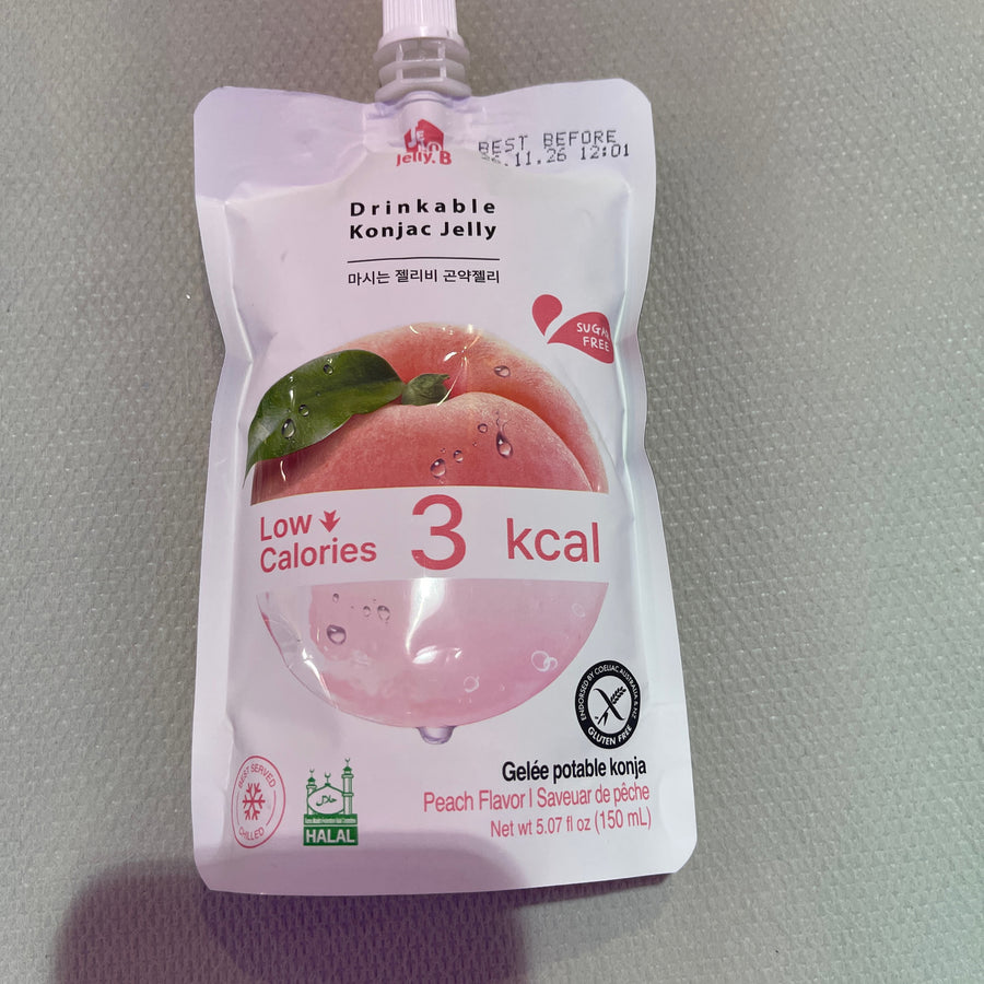 Jelly.B Drinkable Konjac Jelly – Peach Flavor Sugar Free — front of pack at Exotic Snaxx Chicago