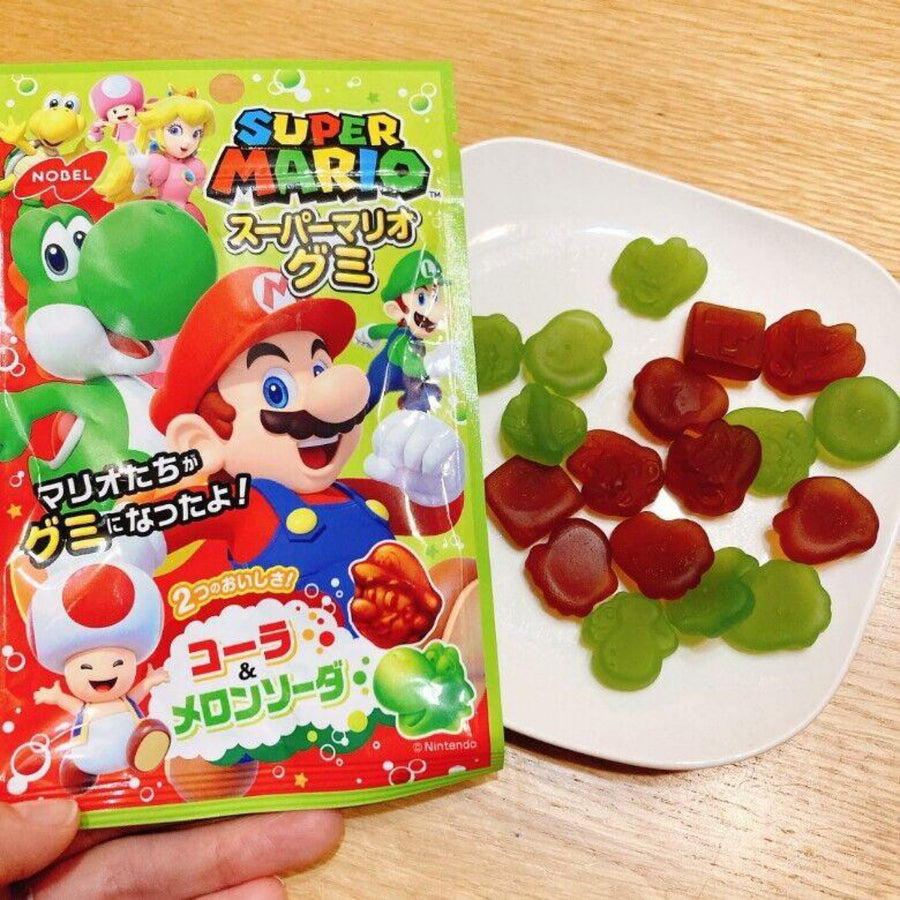 Super Mario Gummy – Cola & Melon Soda Flavor ( Japan ) — front of pack at Exotic Snaxx Chicago