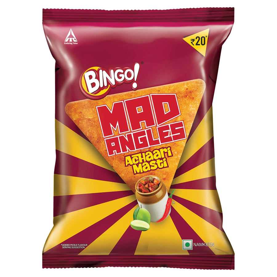Bingo Mad Angles Achaari Masti INDIA — front of pack at Exotic Snaxx Chicago