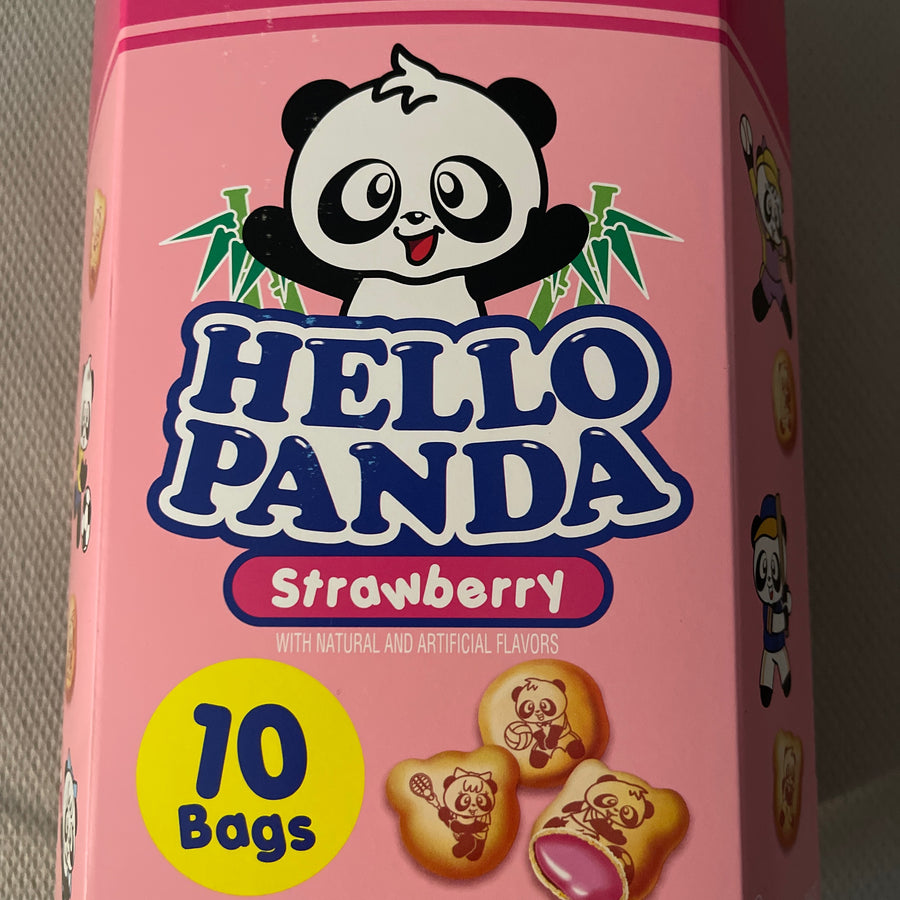 Meiji Hello Panda Strawberry – Family Pack (USA) — front of pack at Exotic Snaxx Chicago