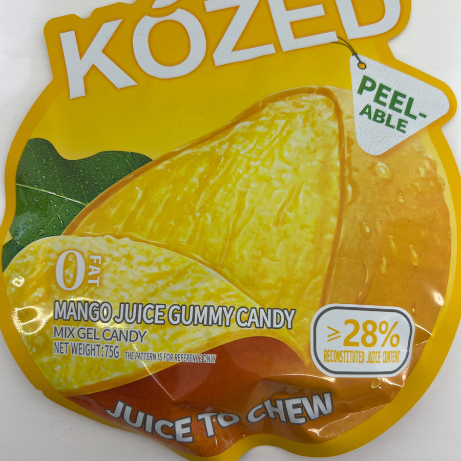 Kózed Mango Juice Gummy Candy (75g) — front of pack at Exotic Snaxx Chicago