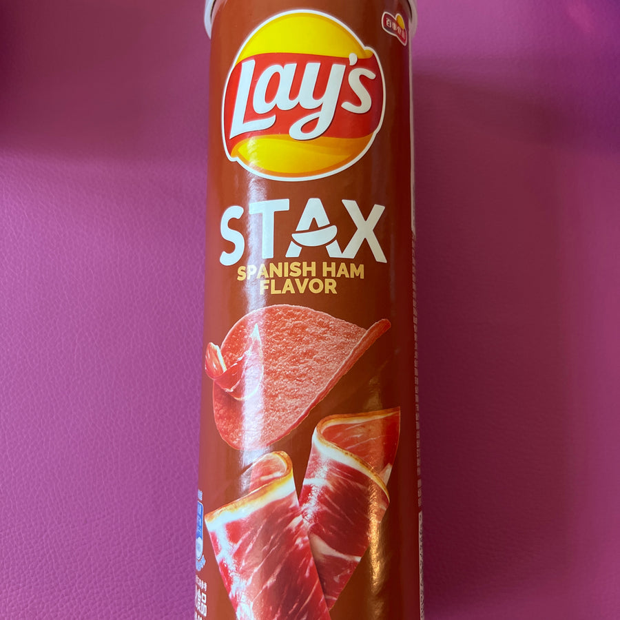 Lay’s STAX – Spanish Ham Flavor — front of pack at Exotic Snaxx Chicago