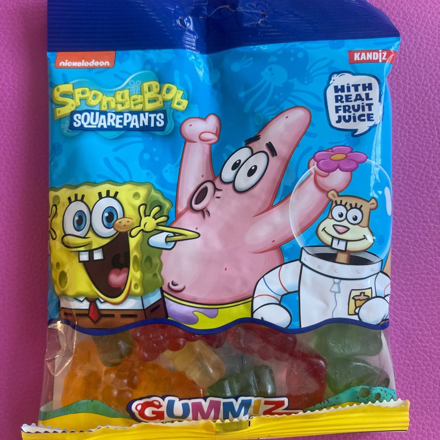 SpongeBob SquarePants Gummiz – Fruit Flavoured Soft Candy( Turkey) — front of pack at Exotic Snaxx Chicago