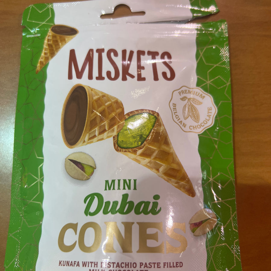 Miskets Mini Dubai Cones — front of pack at Exotic Snaxx Chicago