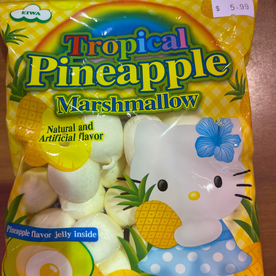 Eiwa Tropical Pineapple Marshmallow – Hello Kitty — front of pack at Exotic Snaxx Chicago
