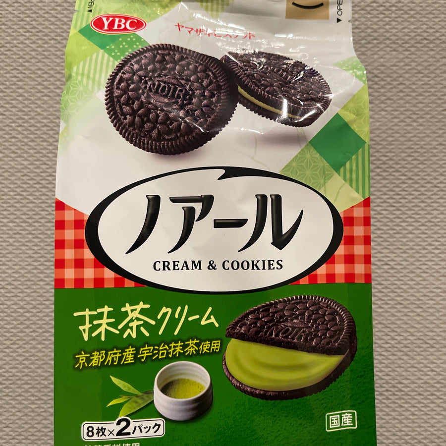 YBC Noir Cream & Cookies – Matcha Cream Flavor — front of pack at Exotic Snaxx Chicago