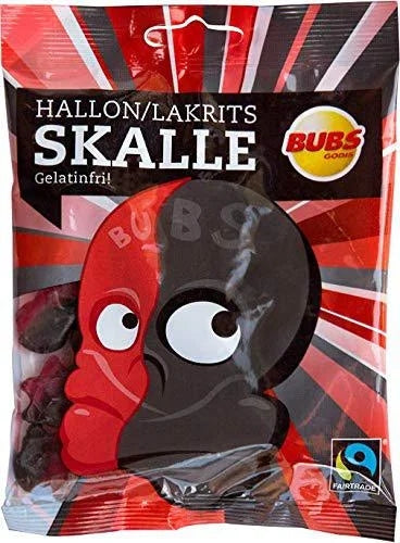 Bubs Skull Raspberry Liquorice (Sweden) — front of pack at Exotic Snaxx Chicago